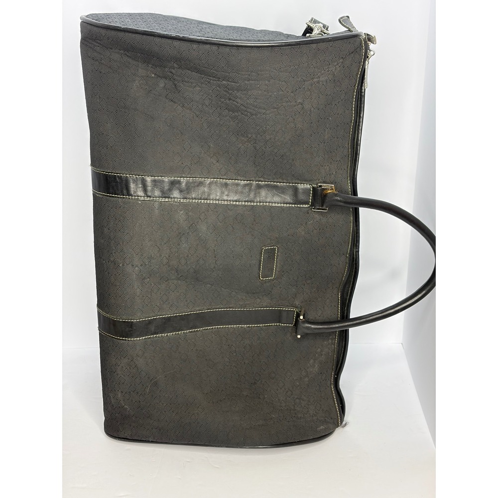 Hartmann Black Jacquard Garment Bag Leather Trim Travel Suit Carrier Luggage